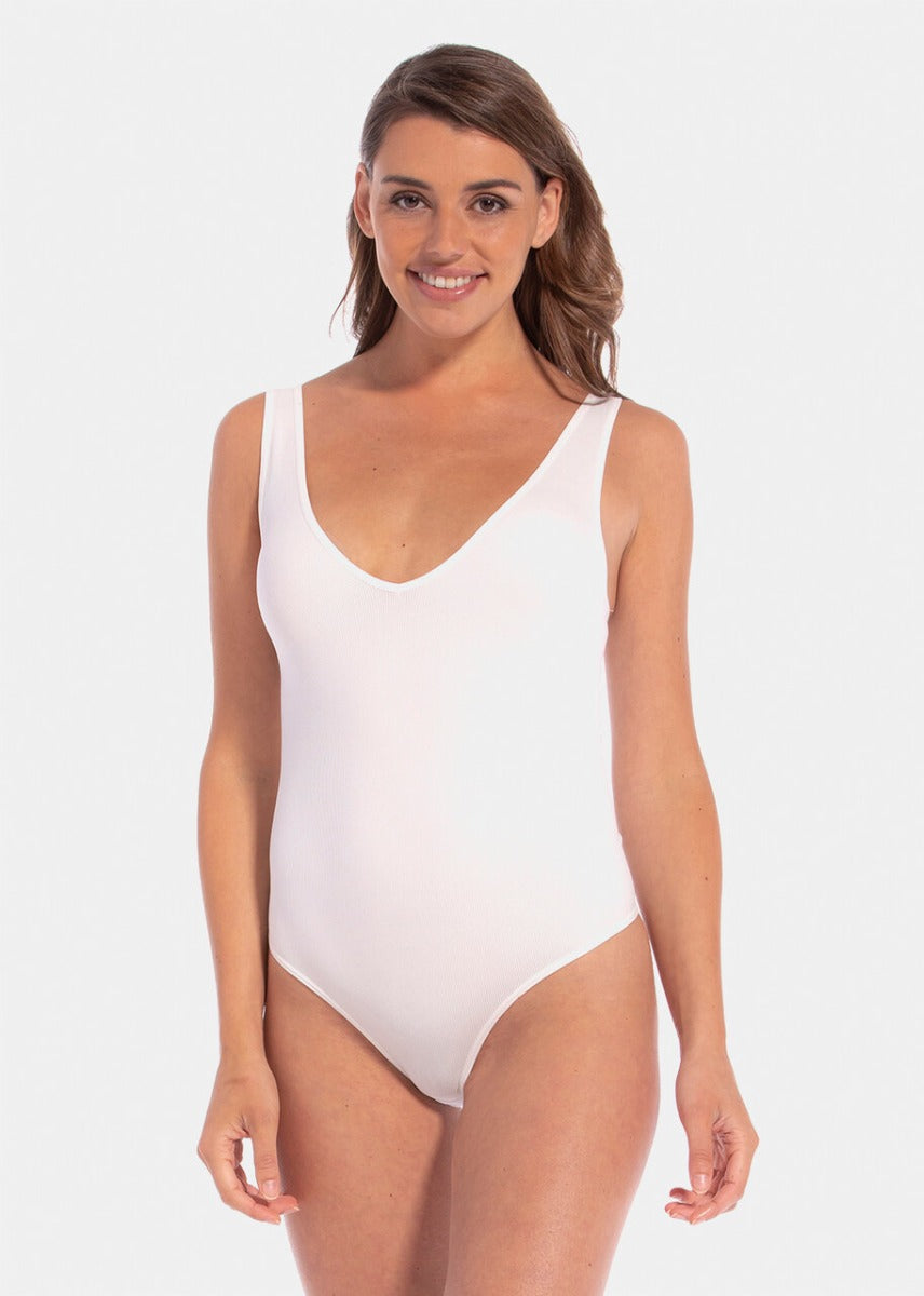 Everybody V-neck | Snow white | MAGIC Body Fashion