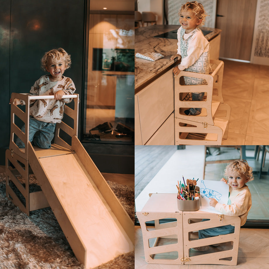 Modular kids furniture | Kitchen stool | Desk | Slide