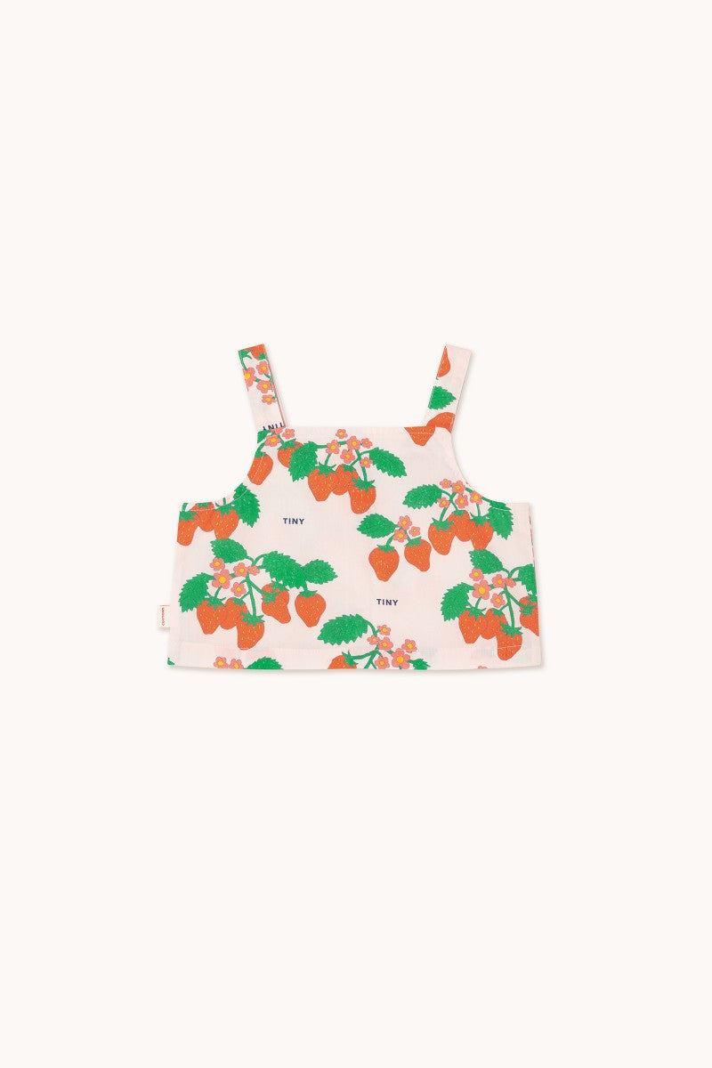 Strawberries woven crop top | Pastel pink | Tinycottons 2