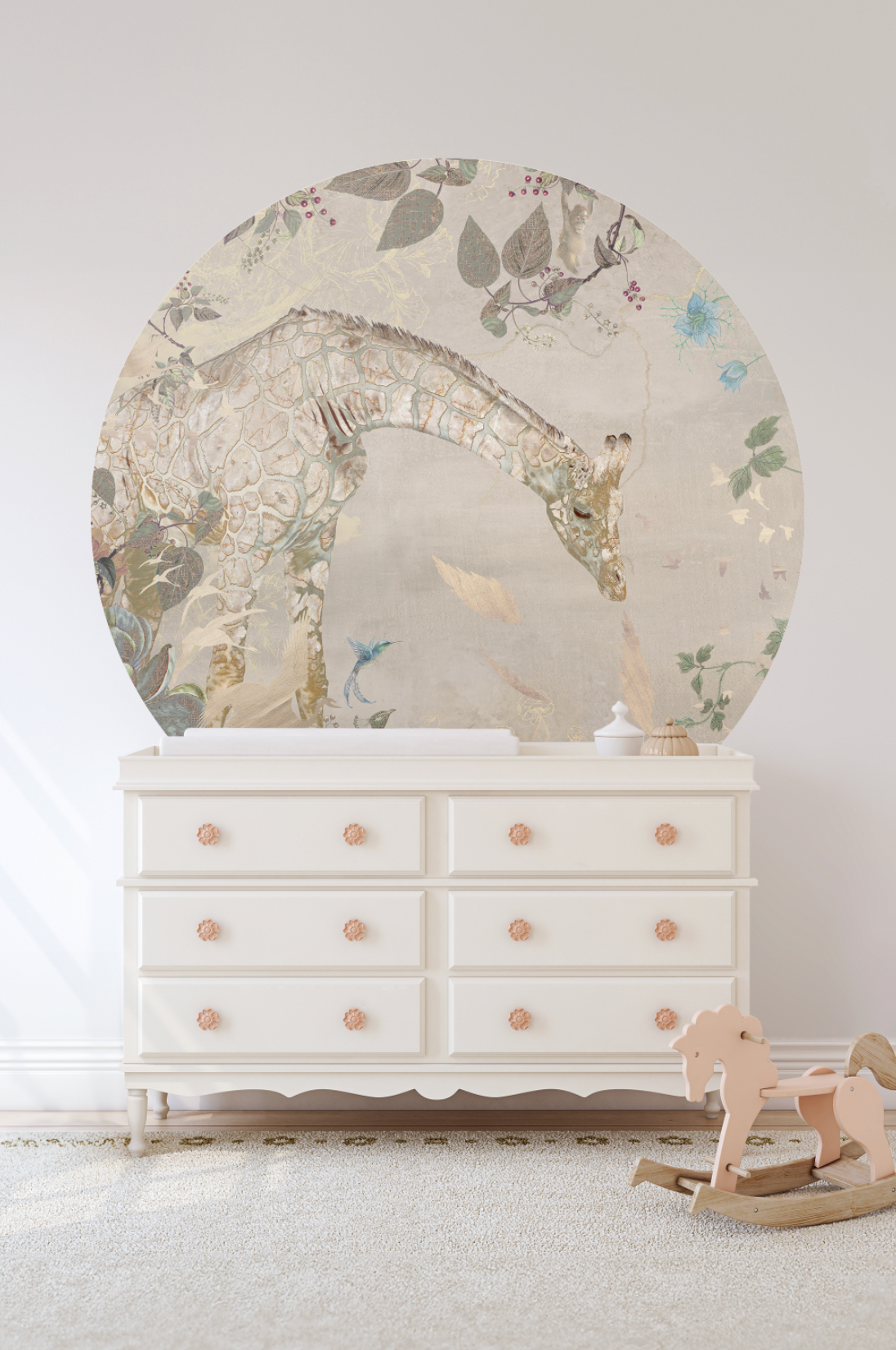 Wallpaper circle Giraffe | Beige