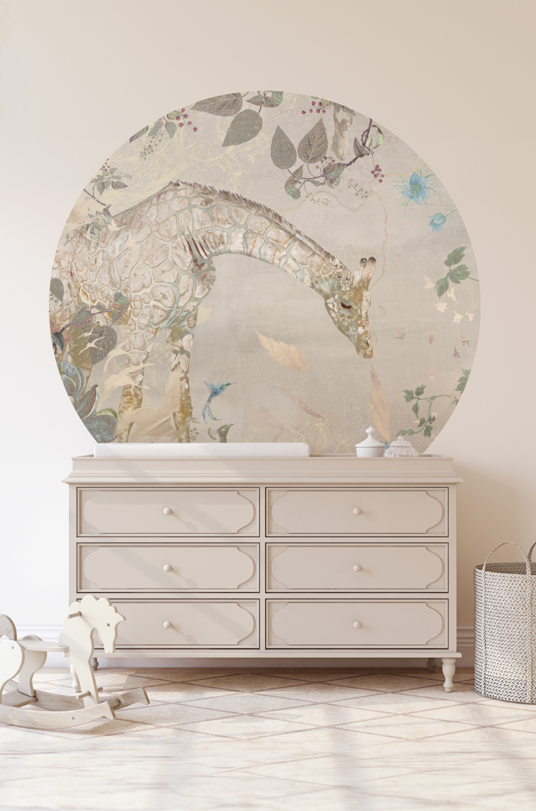 Wallpaper circle Giraffe | Beige