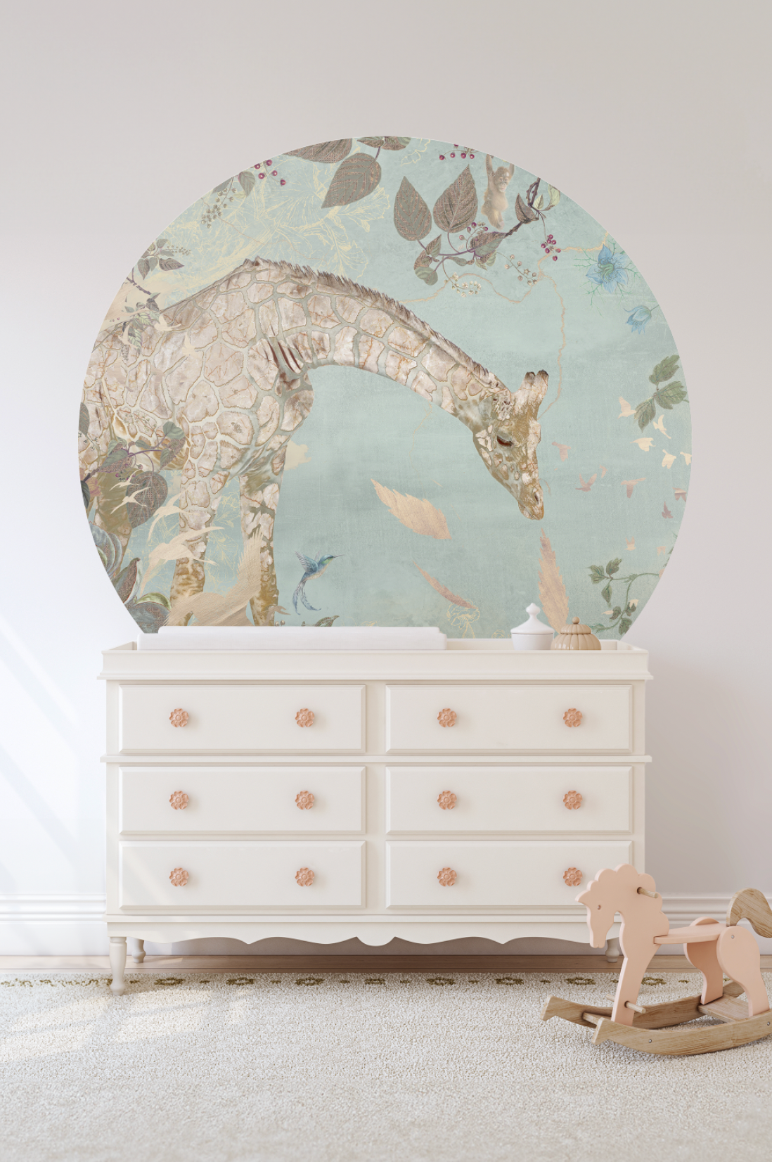 Wallpaper circle Giraffe | Mint