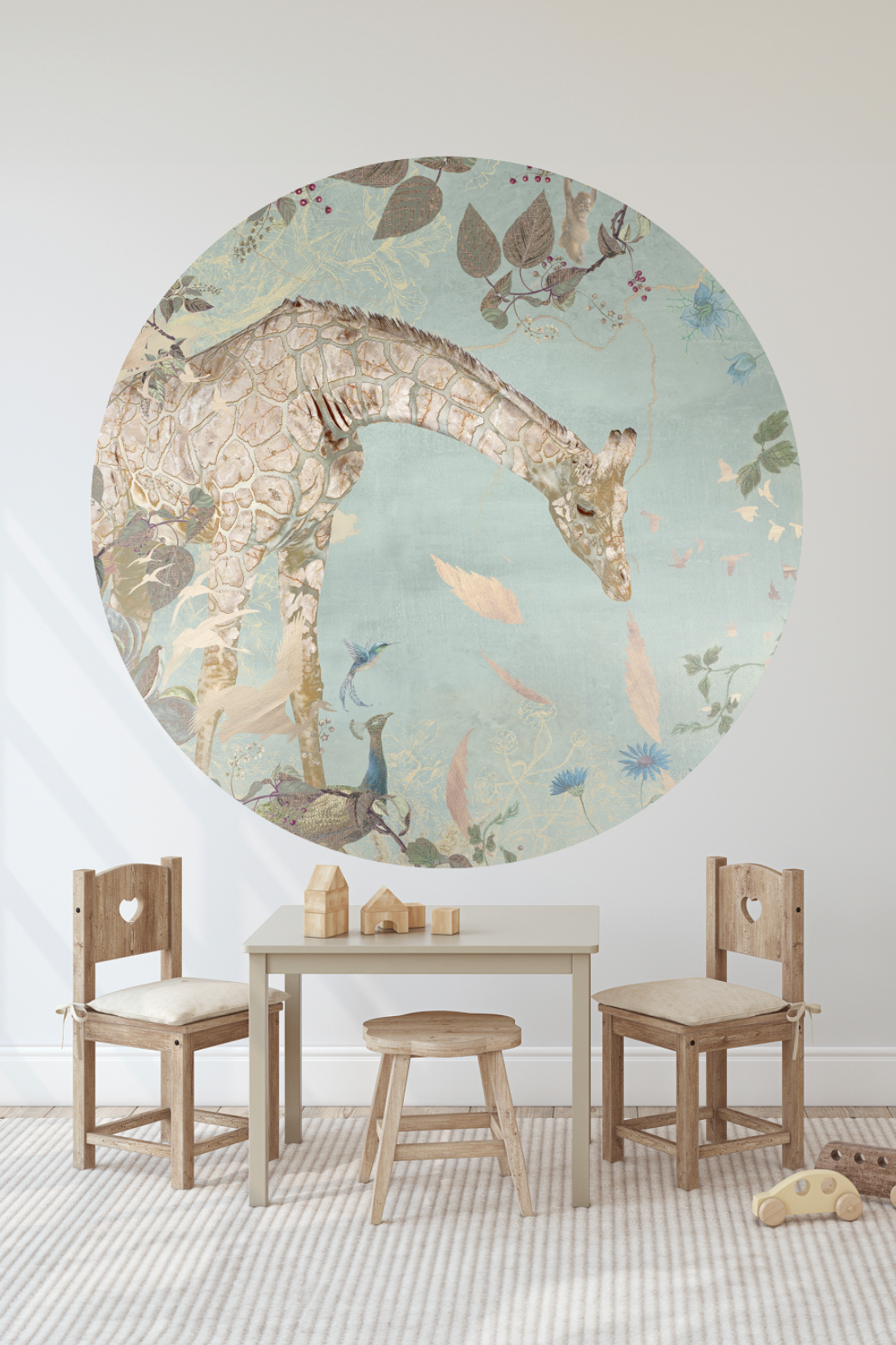 Wallpaper circle Giraffe | Mint