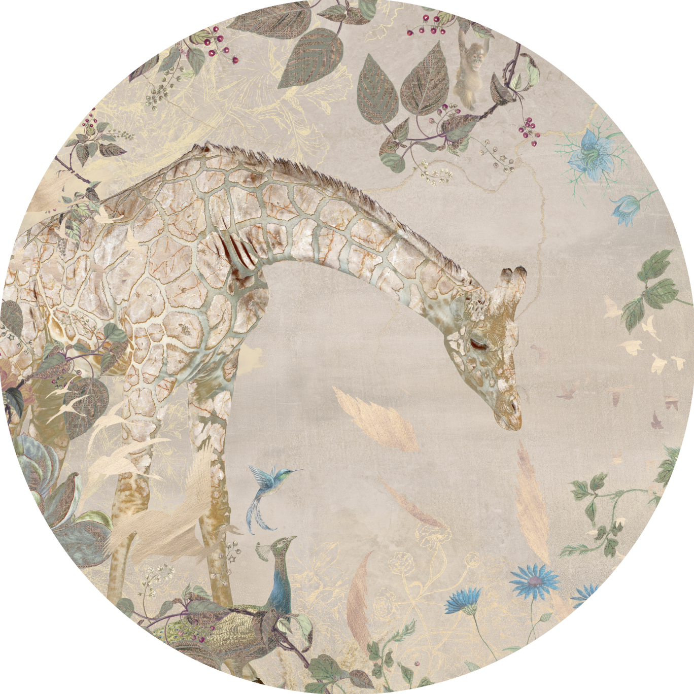 Wallpaper circle Giraffe | Beige