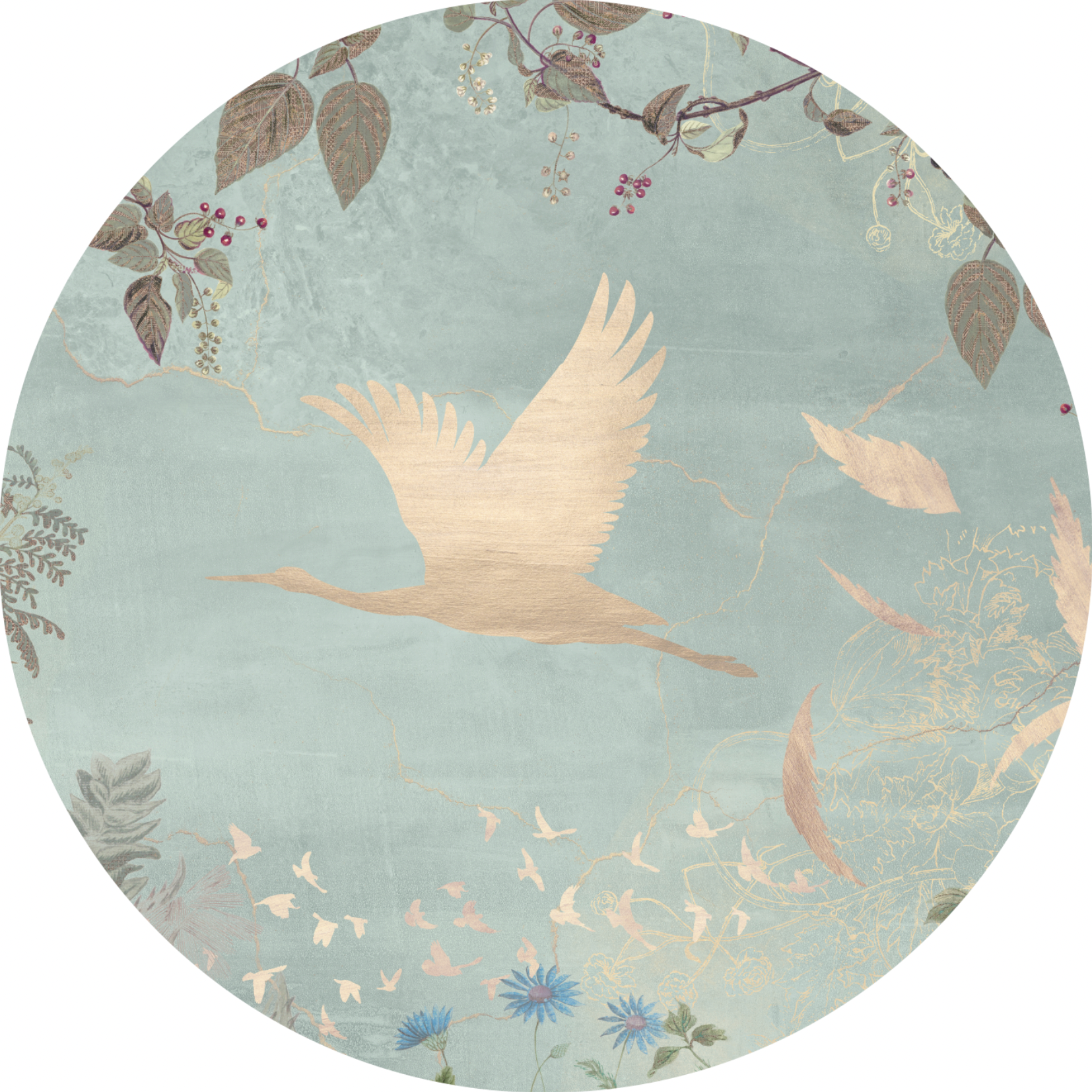 Wallpaper circle Morning bird | Mint