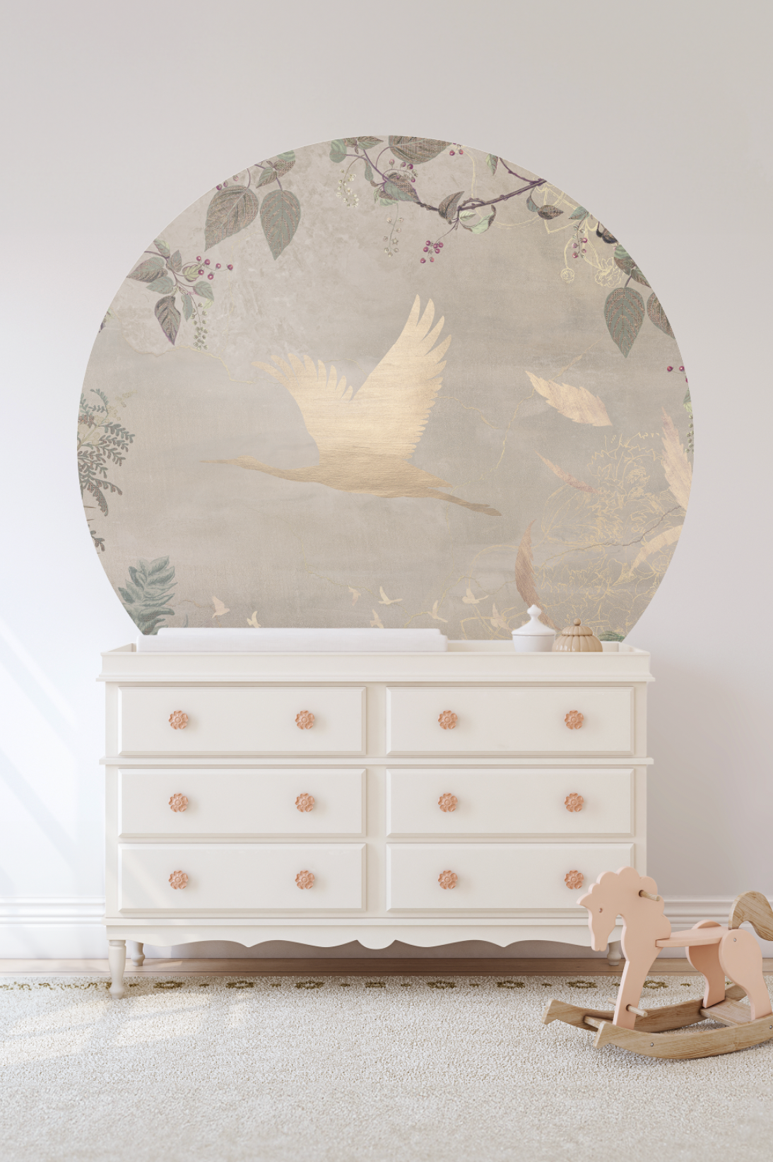Wallpaper circle Morning bird | Beige