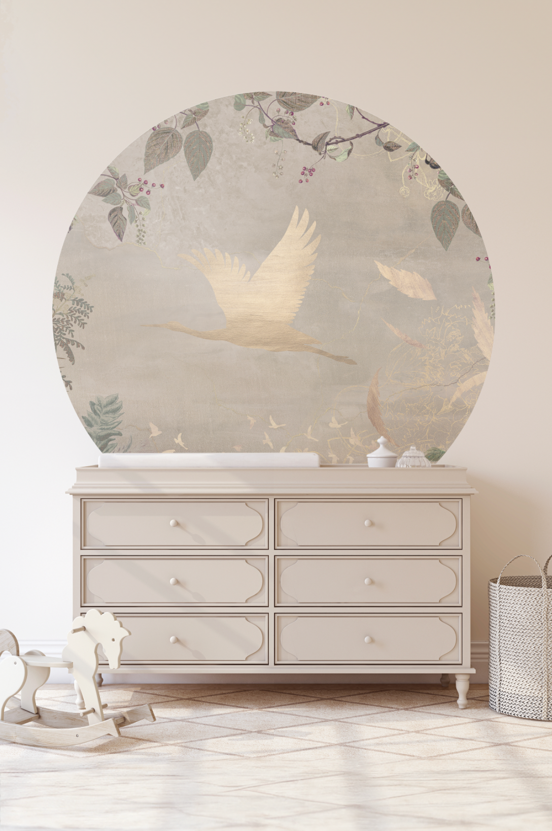 Wallpaper circle Morning bird | Beige