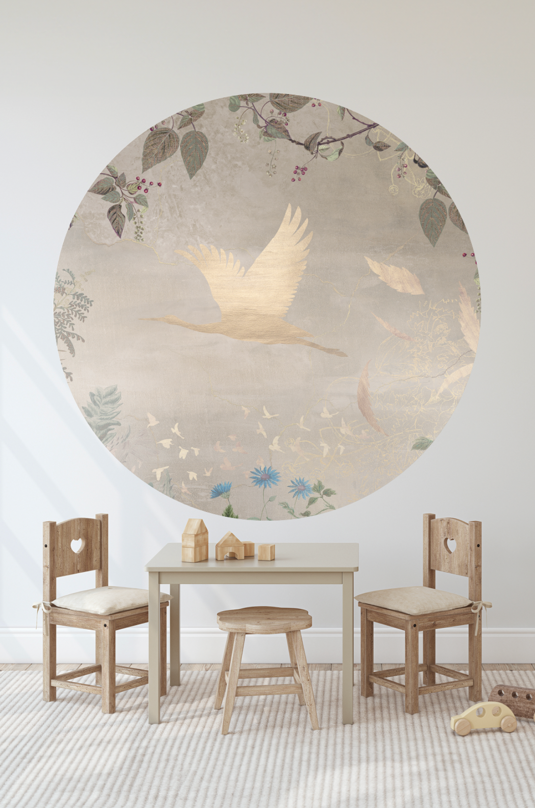 Wallpaper circle Morning bird | Beige