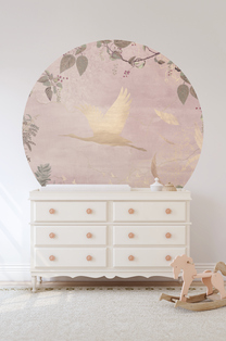 Wallpaper circle Morning bird | Pink