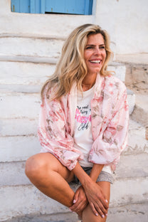 Bomber jacket The Princess Diaries | Pink sequin bouquet | Studio Amaya x Poespas