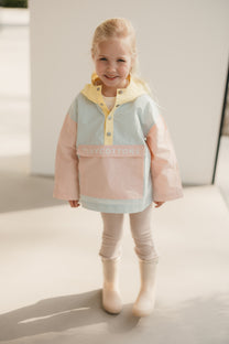Color block jacket | Pastel blue/mellow yellow | Tinycottons