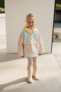 Color block jacket | Pastel blue/mellow yellow | Tinycottons