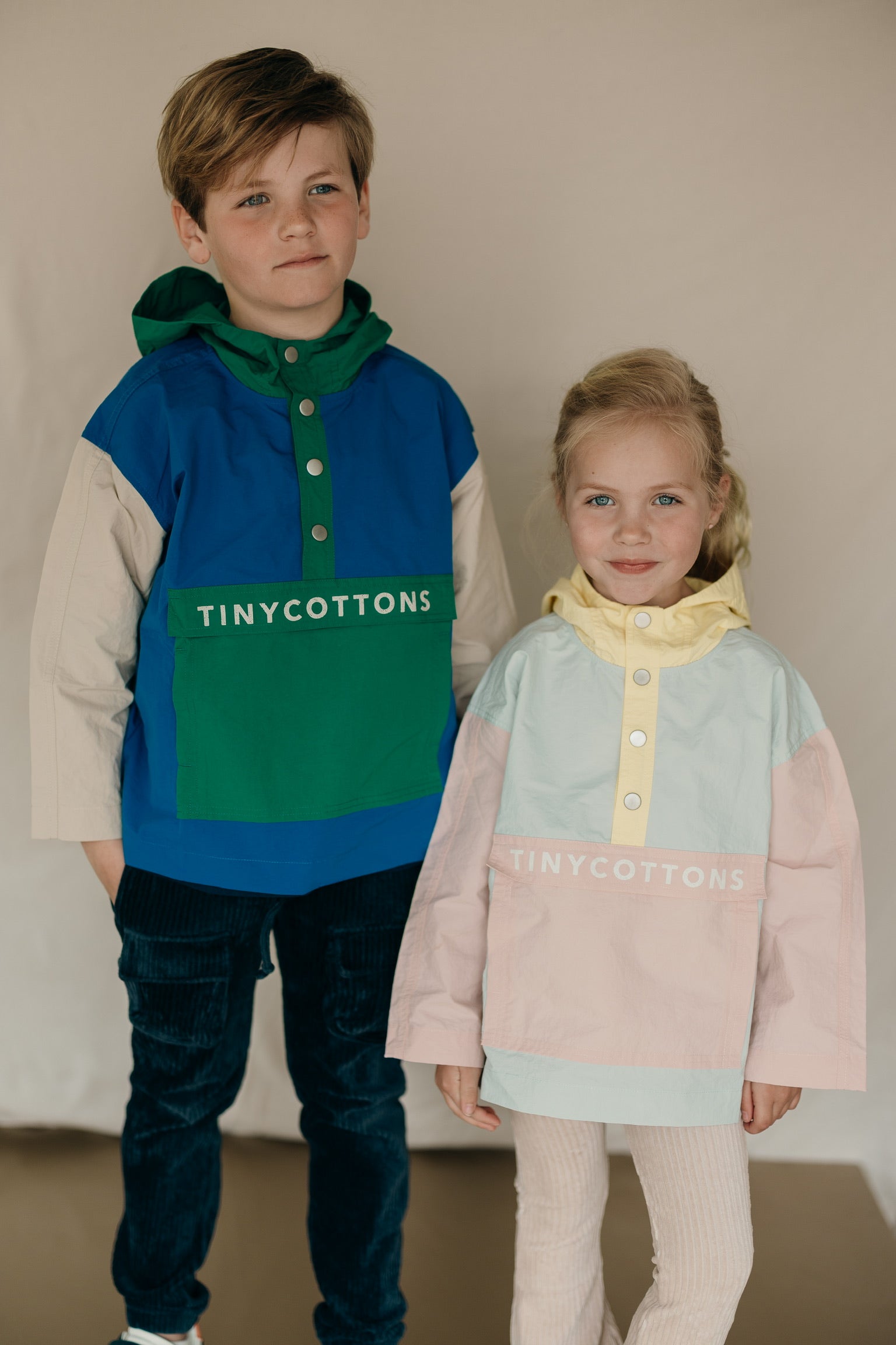 Color block jacket | Pastel blue/mellow yellow | Tinycottons