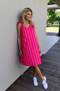 Dress Flirty Stripe | Purple & pink | Studio Poespas