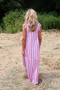 Dress Flirty Stripe | Turquoise & pink | Studio Poespas