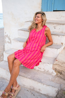 Dress Flirty Stripe | Purple & pink | Studio Poespas