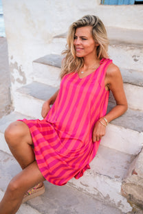 Dress Flirty Stripe | Purple & pink | Studio Poespas