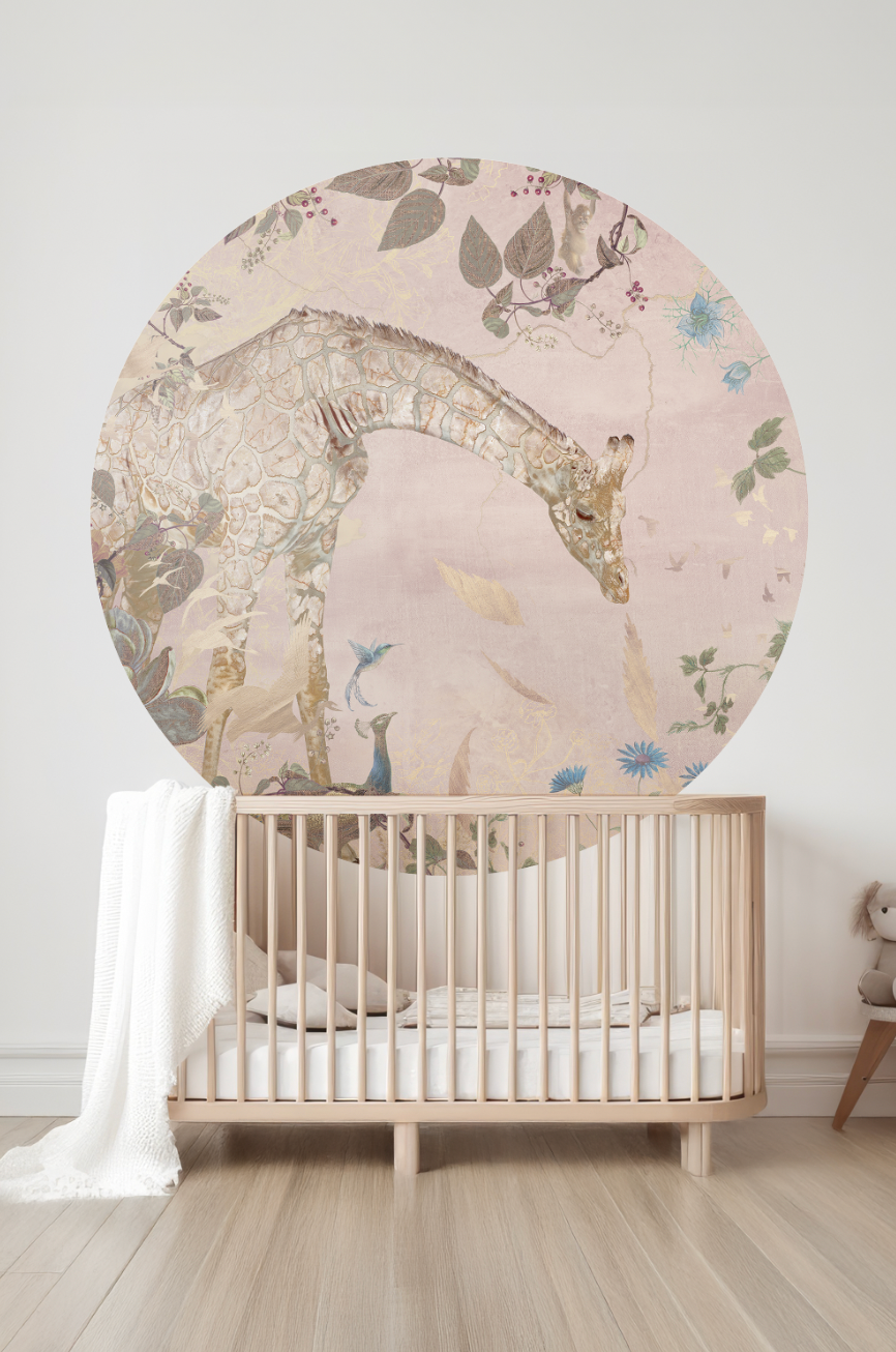 Wallpaper circle Giraffe | Pink