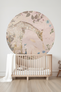 Wallpaper circle Giraffe | Pink