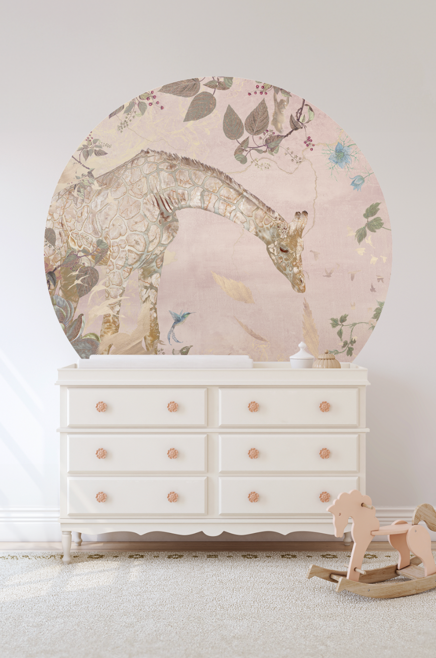 Wallpaper circle Giraffe | Pink