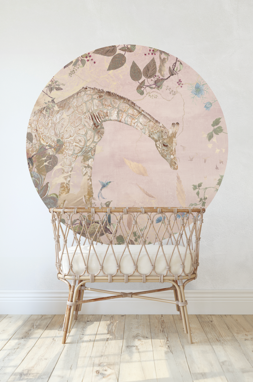Wallpaper circle Giraffe | Pink