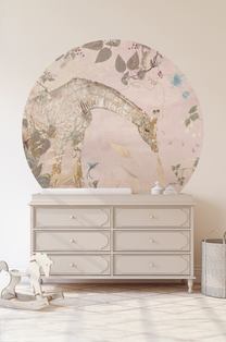 Wallpaper circle Giraffe | Pink