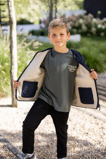 Jacket sleeping lion | Sky captain blue/teddy | Gosoaky