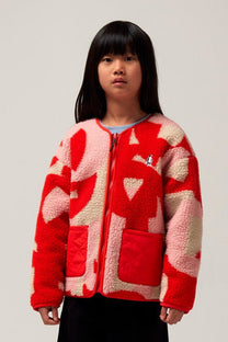 Jacket sleeping lion | Poppin red/printed teddy | Reversible | Gosoaky