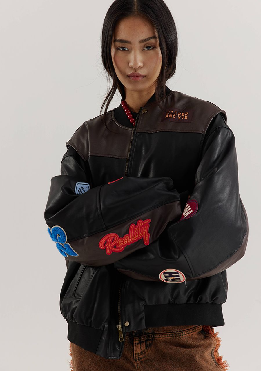 Jacket Pleuni | Black/chocolate | Harper & Yve