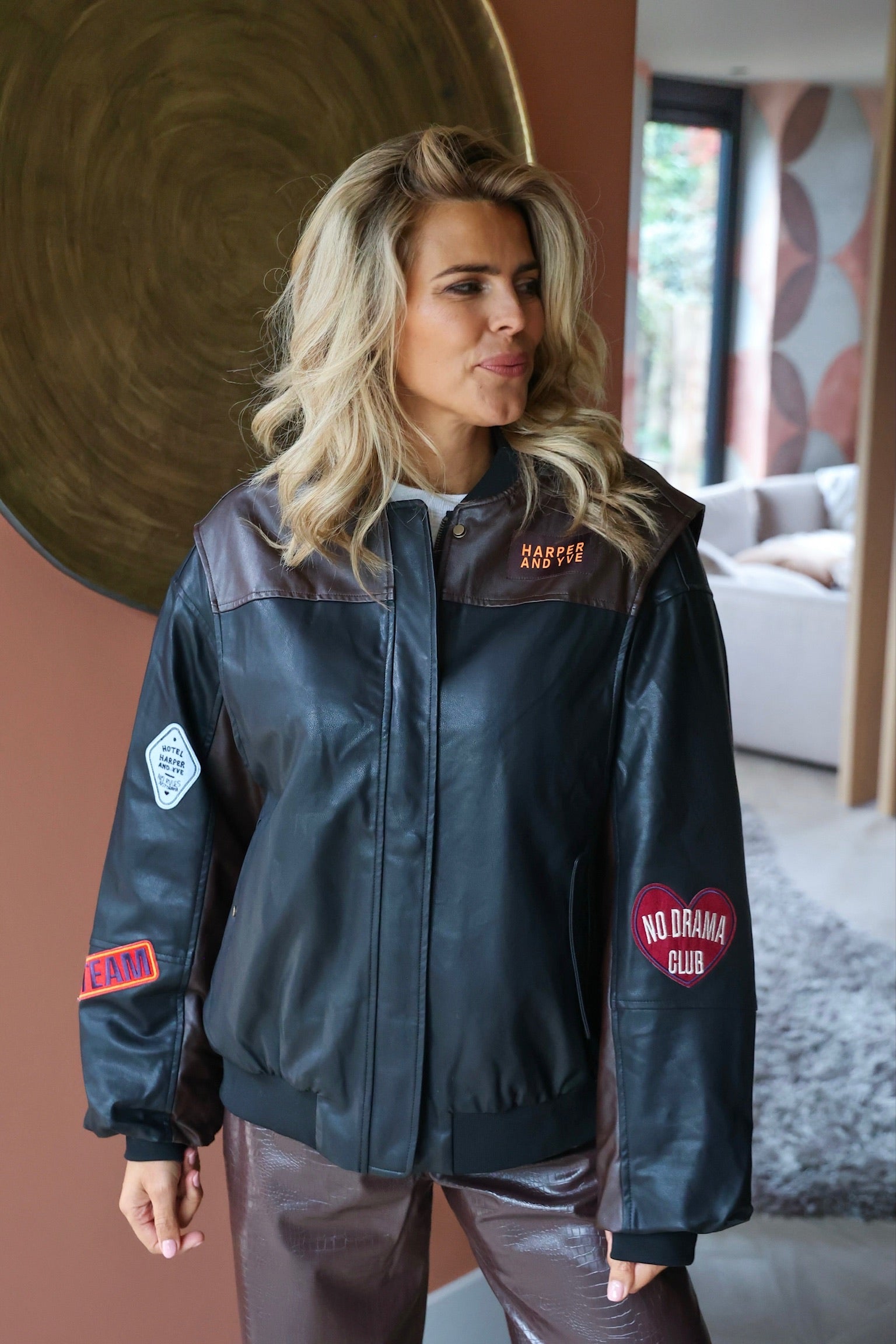 Jacket Pleuni | Black/chocolate | Harper & Yve