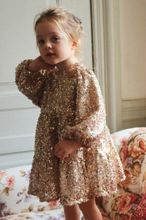 Lila sequins dress | Gold glitter | Konges Slojd