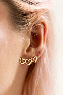 Oorbellen love & hearts | Goud | Studio Poespas