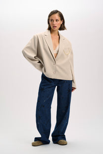 Oversized cropped blazer Jackie | Sand | Refined Department