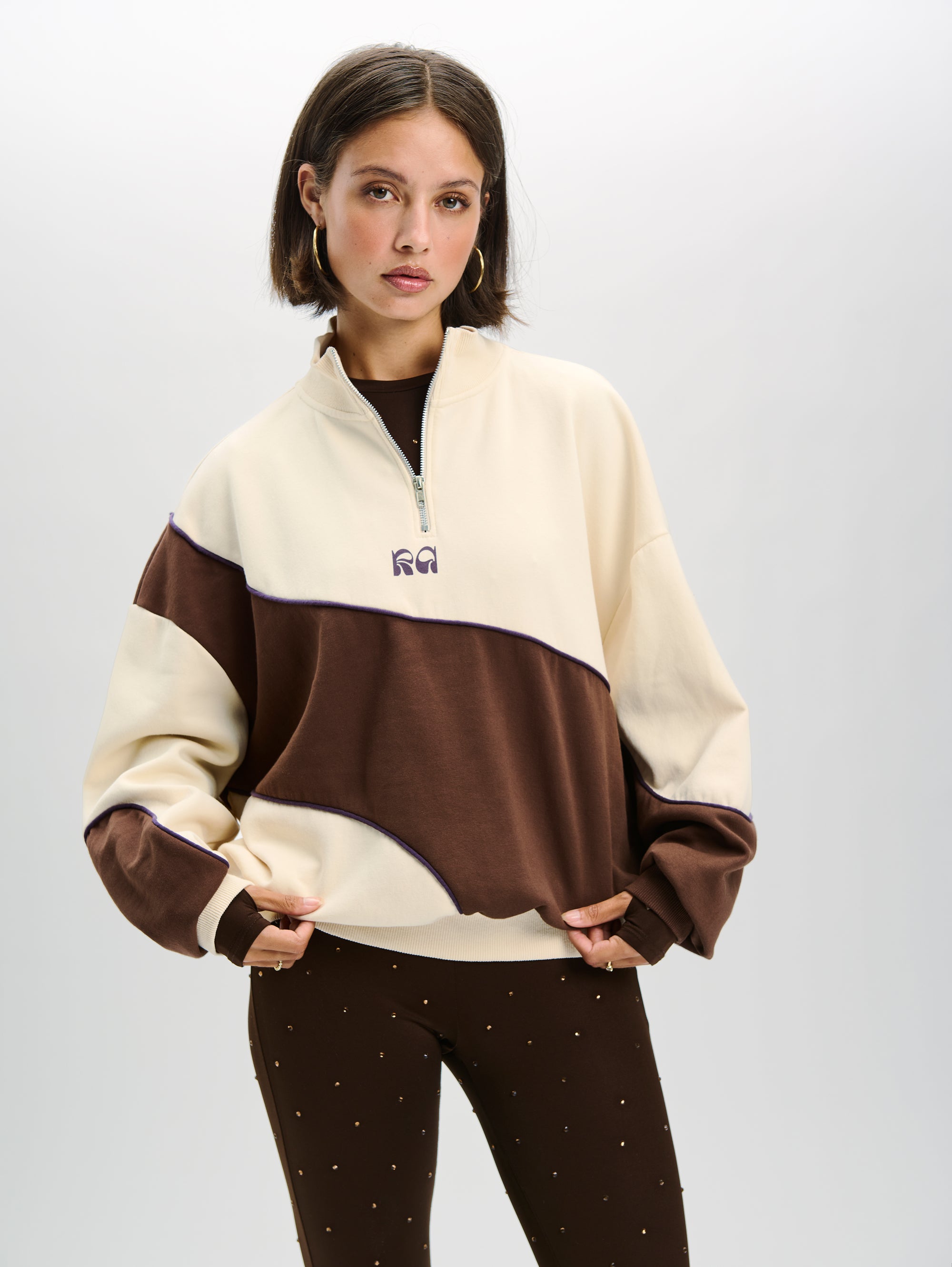 Oversized zipper sweater Fadey | Multi colour | Refined Department