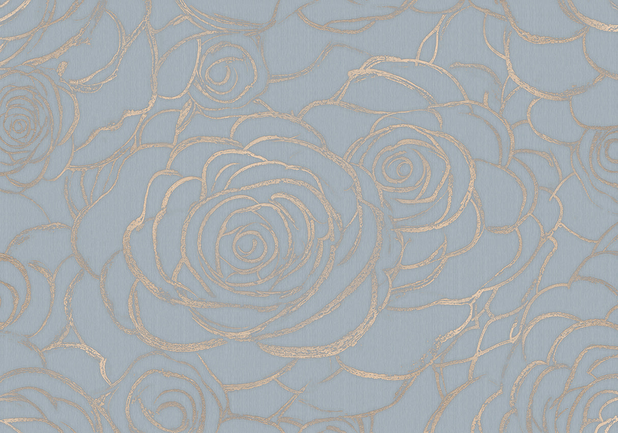 Behang Wild Roses | Blue