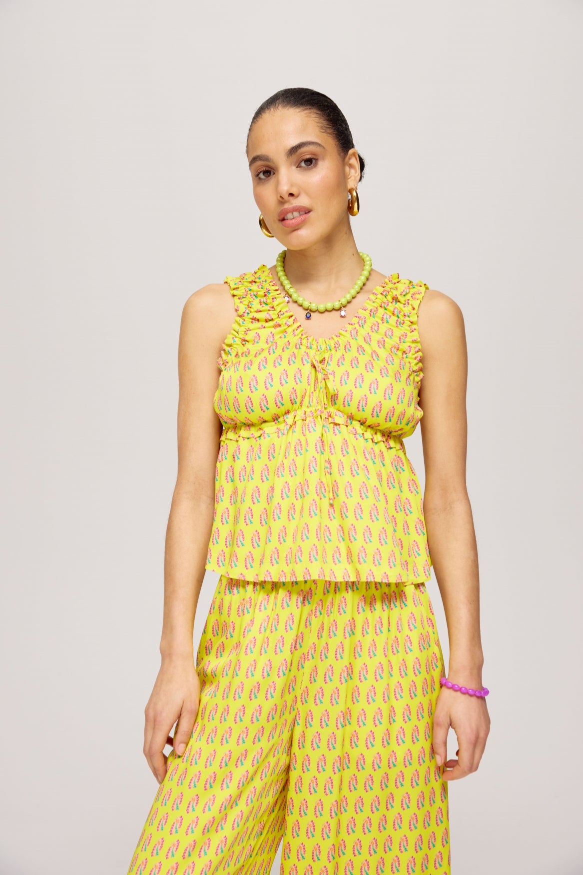 Pants Alexis | Hearts bouquet lime | Harper & Yve