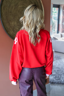 Sweater How we party | Poppy red | Harper & Yve