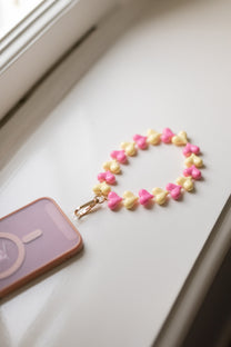 Telefoonkoord Sugar Hearts | Pink yellow | Studio Poespas