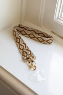 Telefoonkoord aztec | Brown gold glitter | Studio Poespas