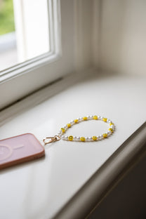Telefoonkoord smiley pearl | Yellow | Studio Poespas