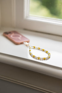 Telefoonkoord smiley pearl | Yellow | Studio Poespas