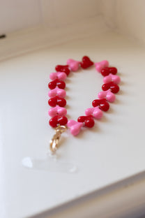 Telefoonkoord sugar hearts | Pink/red | Studio Poespas