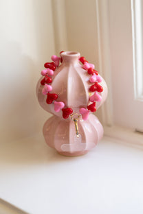 Telefoonkoord sugar hearts | Pink/red | Studio Poespas