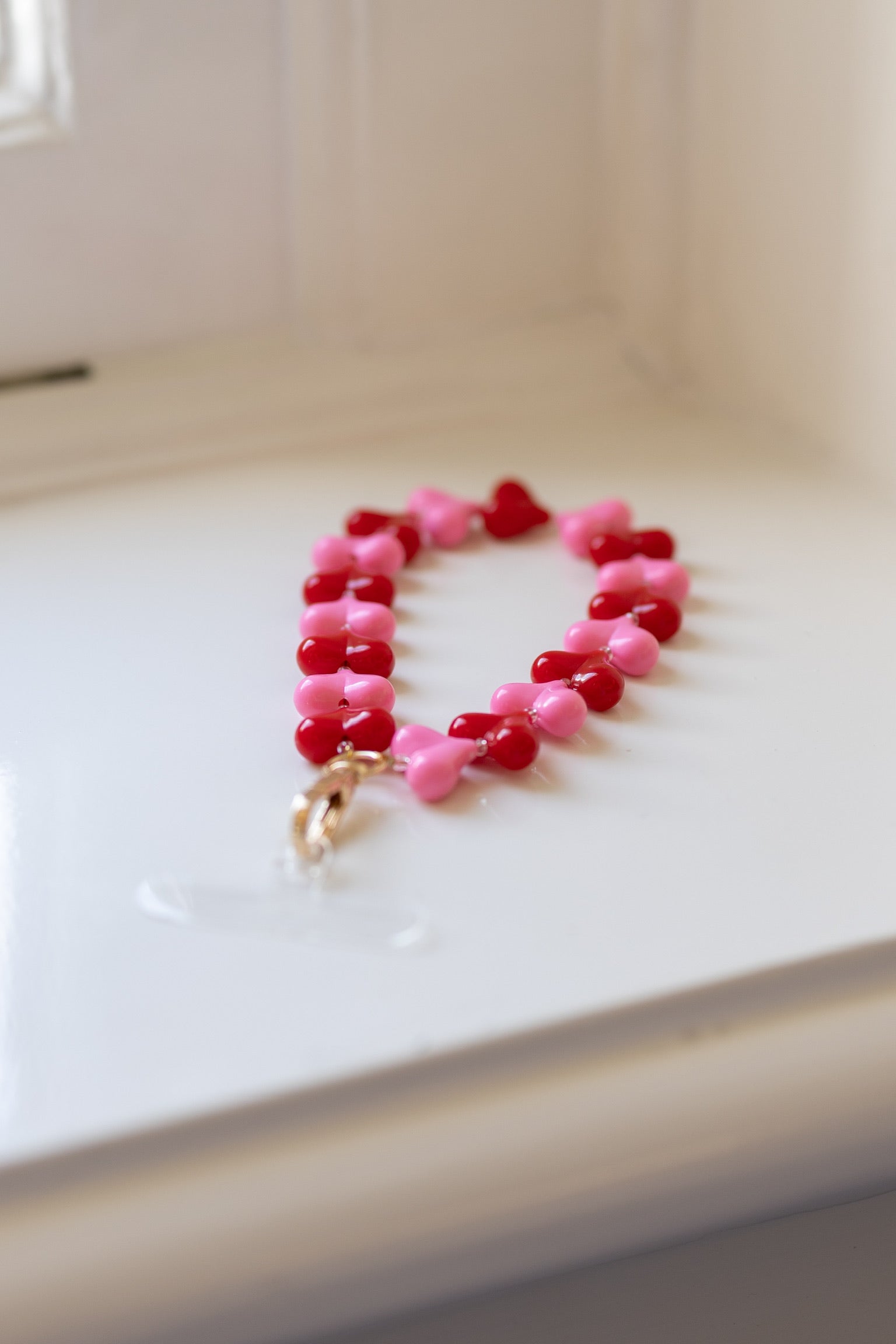 Telefoonkoord sugar hearts | Pink/red | Studio Poespas