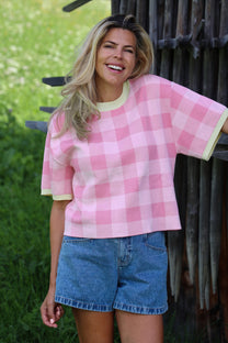 Top Check me out | Pink | Studio Poespas