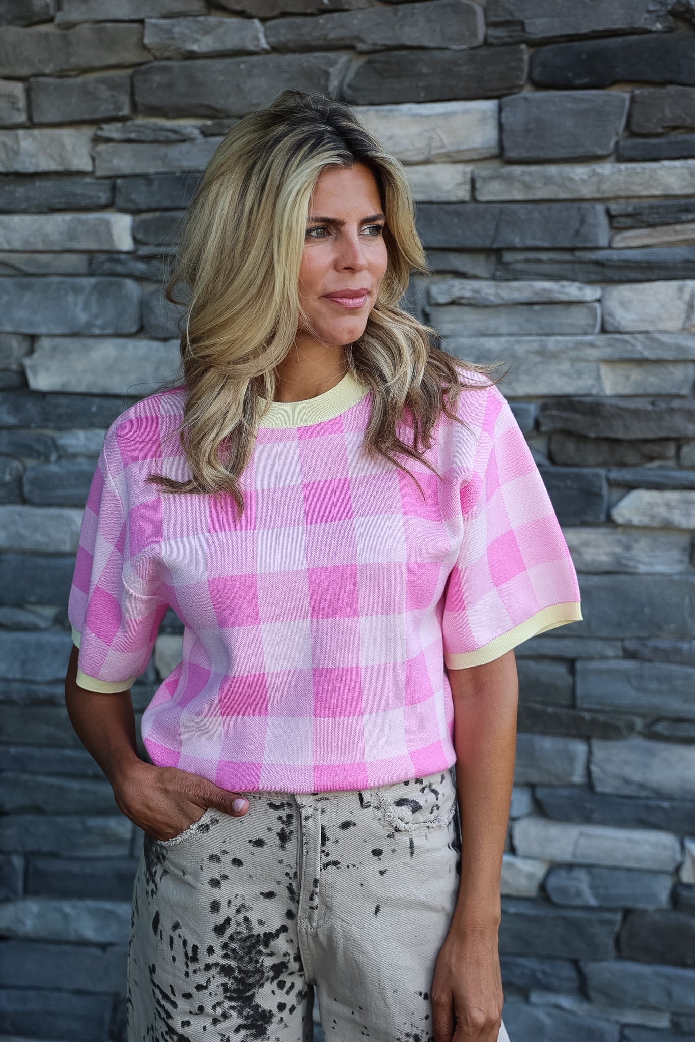 Top Check me out | Pink | Studio Poespas