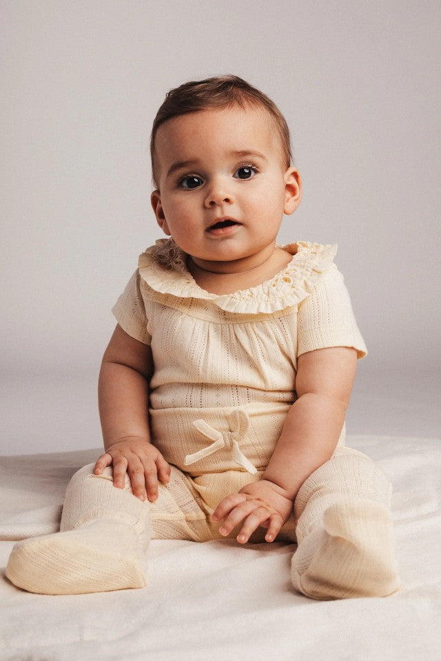 Jersey pointelle legging Catarina | Creme oat | Baje Studio 4