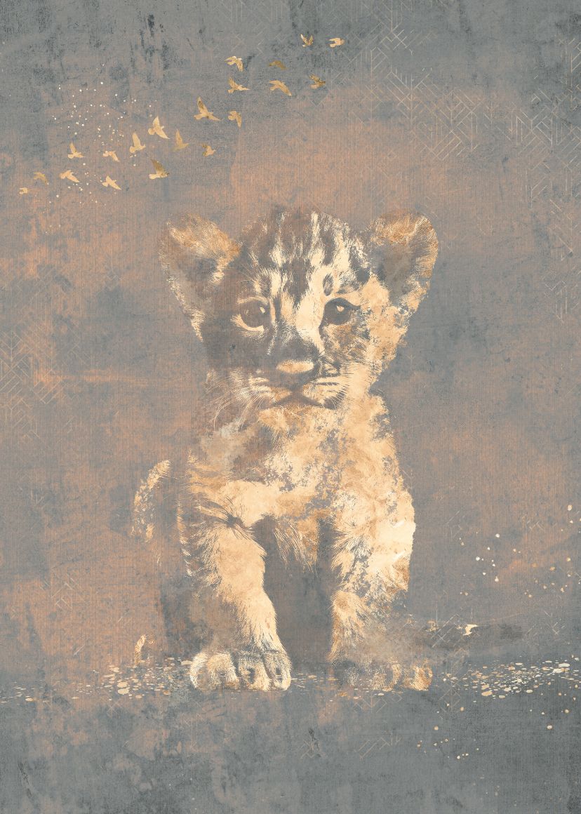 Wallpaper Hakuna matata | Blue / gold | Jungle collection