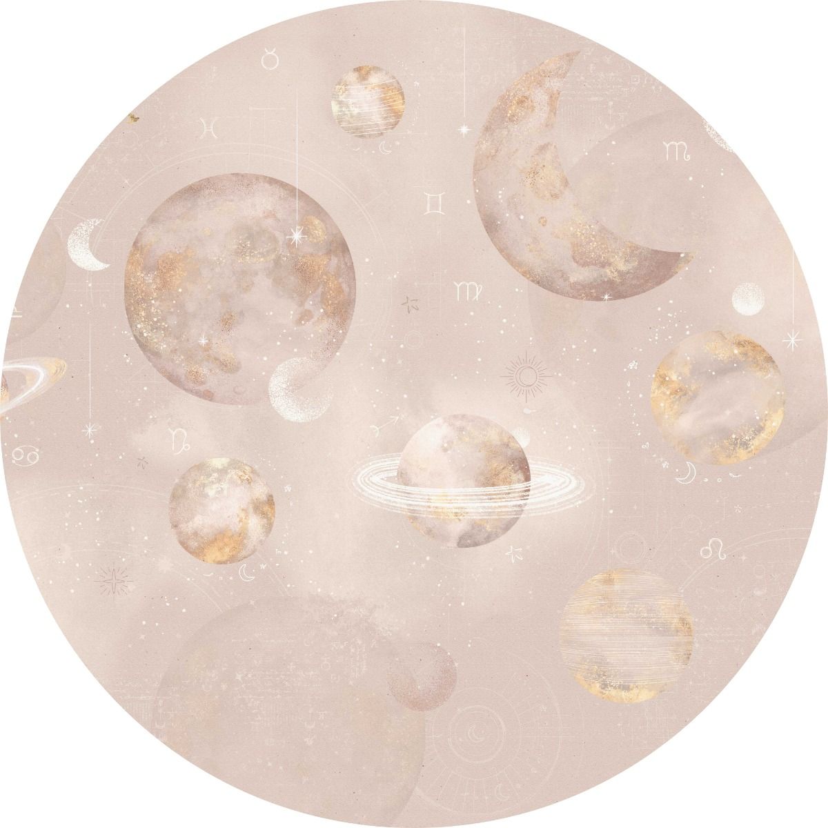 Wallpaper circle Pastel Planets | ⌀ 145 cm | Pink