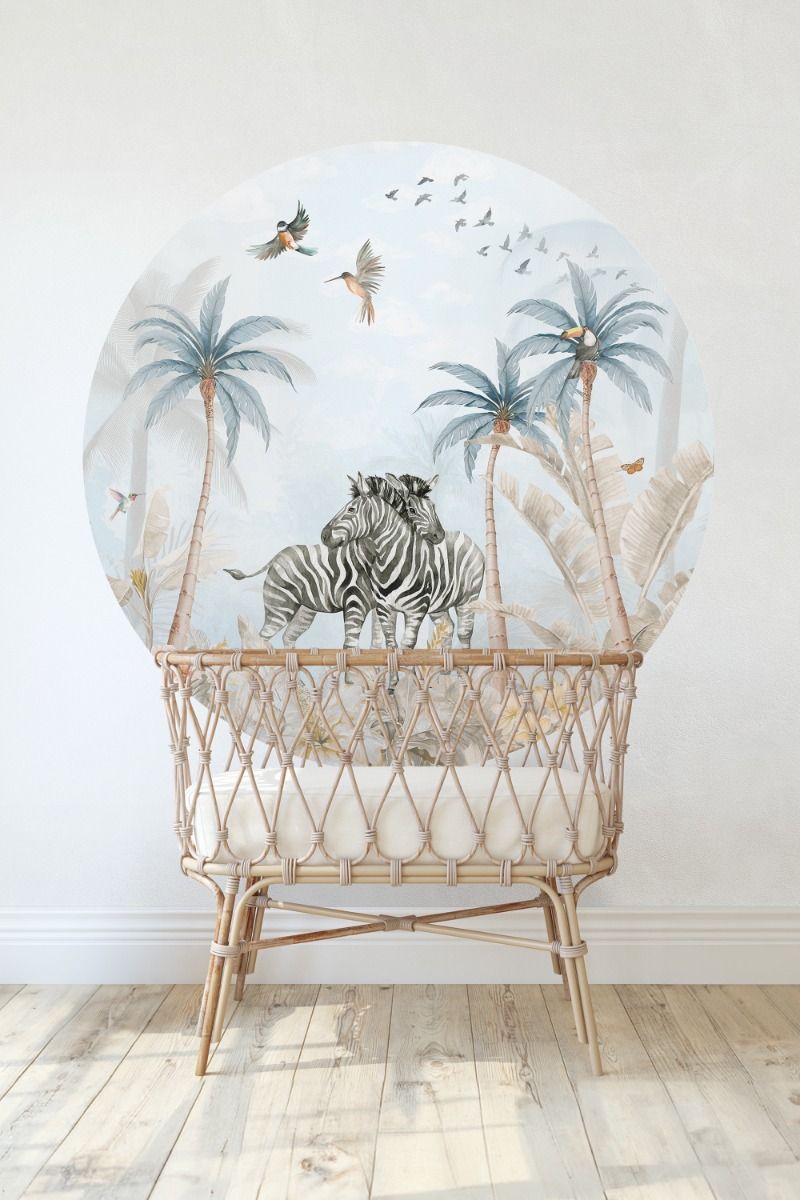Wallpaper circle Tropical Zebras | ⌀ 145 cm